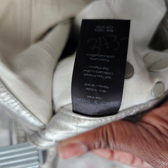 Rag & Bone Women Silver Metallic Lamb Leather Pants Size 25 - Picture 7 of 7